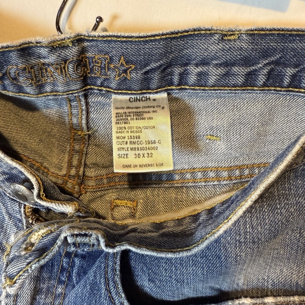 Cinch Men's Jeans 30x32 MB93034002 Blue Denim Western Cowboy 100% Cotton - Picture 5 of 5